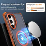 Custodia per telefono antiurto magnetica semitrasparente satinata con effetto pelle, resistente agli urti e con quattro angoli smussati., For Samsung Galaxy S24 5G, For Samsung Galaxy S23 FE 5G, For Samsung Galaxy S23 Ultra 5G, For Samsung Galaxy S23+ 5G