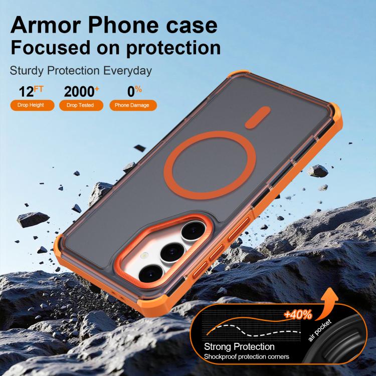 Custodia per telefono antiurto magnetica semitrasparente satinata con effetto pelle, resistente agli urti e con quattro angoli smussati., For Samsung Galaxy S24 5G, For Samsung Galaxy S23 FE 5G, For Samsung Galaxy S23 Ultra 5G, For Samsung Galaxy S23+ 5G
