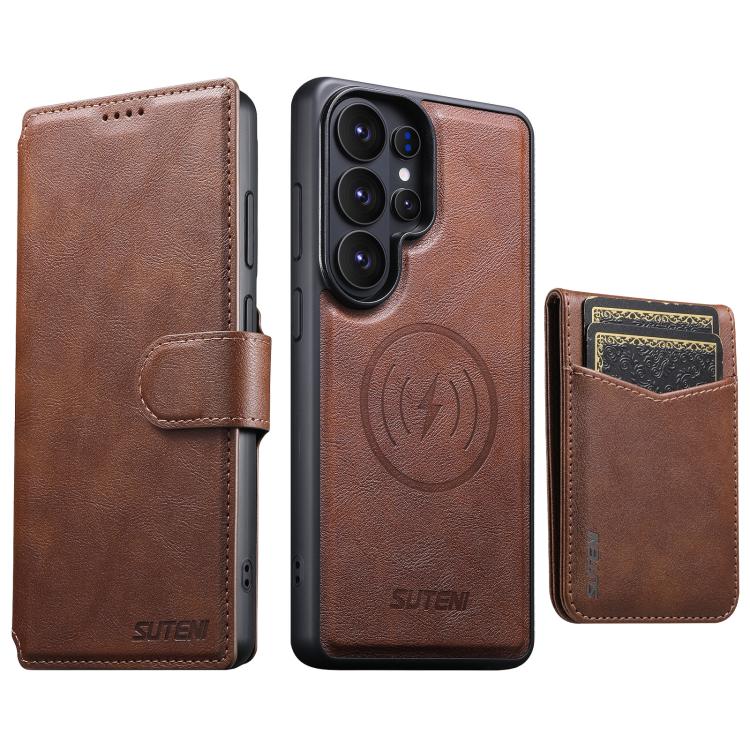 Suteni Q05S5 Custodia per telefono 3 in 1 con apribottiglie staccabile, porta carte magnetico in pelle bovina vegana, For Samsung Galaxy S26 Ultra 5G, For Samsung Galaxy S25 Ultra 5G, For Samsung Galaxy S24 Ultra 5G, For Samsung Galaxy S23 Ultra 5G    ...