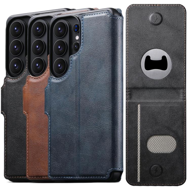 Suteni Q05S5 Custodia per telefono 3 in 1 con apribottiglie staccabile, porta carte magnetico in pelle bovina vegana, For Samsung Galaxy S26 Ultra 5G, For Samsung Galaxy S25 Ultra 5G, For Samsung Galaxy S24 Ultra 5G, For Samsung Galaxy S23 Ultra 5G    ...