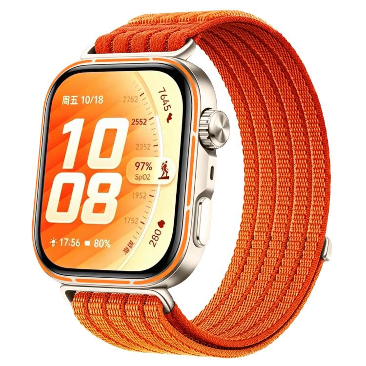 Cinturino per orologio in nylon intrecciato traspirante, leggero come una nuvola, con cassa in metallo., For Huawei Watch Fit 5 / Fit 5 Pro