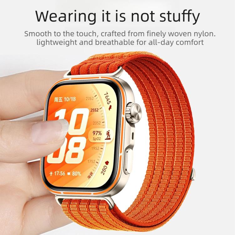 Cinturino per orologio in nylon intrecciato traspirante, leggero come una nuvola, con cassa in metallo., For Huawei Watch Fit 5 / Fit 5 Pro