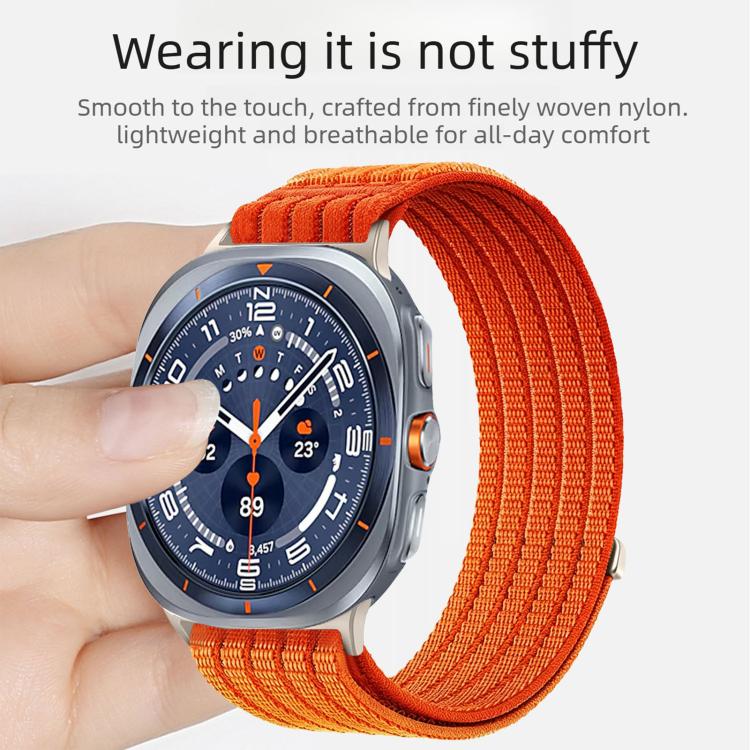 Cinturino per orologio in nylon intrecciato traspirante, leggero come una nuvola, con cassa in metallo., For Samsung Galaxy Watch Ultra 47mm / Ultra 2025