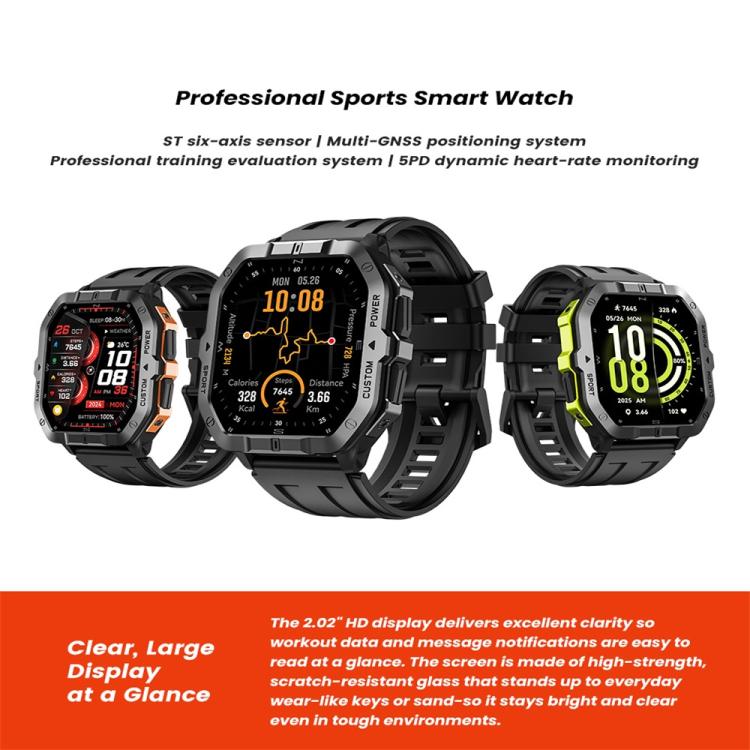 Smartwatch C32Pro con schermo a colori da 1,75 pollici, chiamate Bluetooth, supporto per il monitoraggio della salute e diverse modalità sportive.