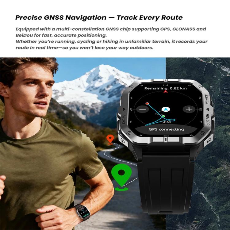 Smartwatch C32Pro con schermo a colori da 1,75 pollici, chiamate Bluetooth, supporto per il monitoraggio della salute e diverse modalità sportive.