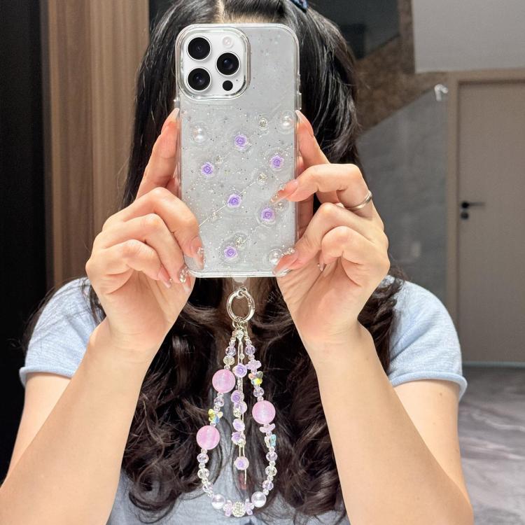 Custodia per telefono in TPU con bracciale a catena con motivo a rose fresche, For iPhone 17 Pro Max, For iPhone 17 Pro, For iPhone 17, For iPhone Air, For iPhone 16 Pro Max, For iPhone 16 Pro