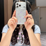 Custodia per telefono in TPU con bracciale a catena con motivo a rose fresche, For iPhone 16 Plus, For iPhone 16, For iPhone 15 Pro Max, For iPhone 15 Pro, For iPhone 15 Plus, For iPhone 15