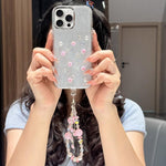 Custodia per telefono in TPU con bracciale a catena con motivo a rose fresche, For iPhone 16 Plus, For iPhone 16, For iPhone 15 Pro Max, For iPhone 15 Pro, For iPhone 15 Plus, For iPhone 15