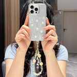Custodia per telefono in TPU con bracciale a catena con motivo a rose fresche, For iPhone 16 Plus, For iPhone 16, For iPhone 15 Pro Max, For iPhone 15 Pro, For iPhone 15 Plus, For iPhone 15