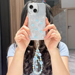 Custodia per telefono in TPU con bracciale a catena con motivo a rose fresche, For iPhone 16 Plus, For iPhone 16, For iPhone 15 Pro Max, For iPhone 15 Pro, For iPhone 15 Plus, For iPhone 15