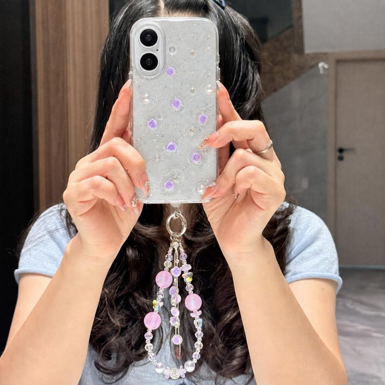 Custodia per telefono in TPU con bracciale a catena con motivo a rose fresche, For iPhone 17 Pro Max, For iPhone 17 Pro, For iPhone 17, For iPhone Air, For iPhone 16 Pro Max, For iPhone 16 Pro