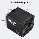 VLOGLITE P100RGB 2700K-6500K Illuminazione da studio ricaricabile wireless per fotografia 100W Lampada COB, P100RGB