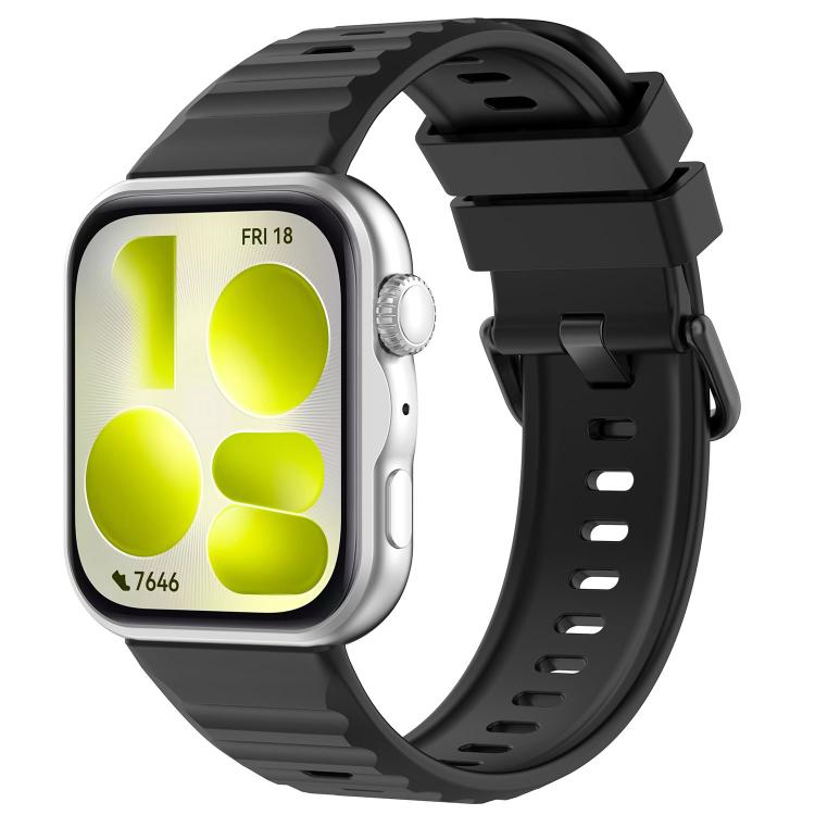 Cinturino in silicone tinta unita con fibbia colorata a trama ondulata., For Huawei Watch Fit 5 / Fit 5 Pro