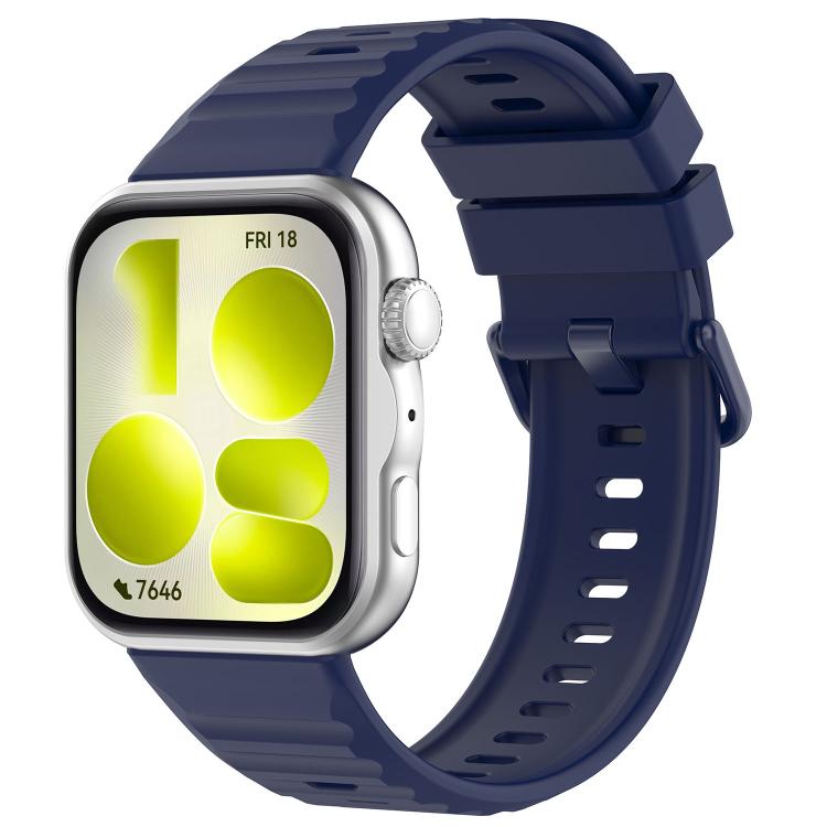 Cinturino in silicone tinta unita con fibbia colorata a trama ondulata., For Huawei Watch Fit 5 / Fit 5 Pro