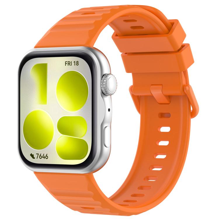 Cinturino in silicone tinta unita con fibbia colorata a trama ondulata., For Huawei Watch Fit 5 / Fit 5 Pro