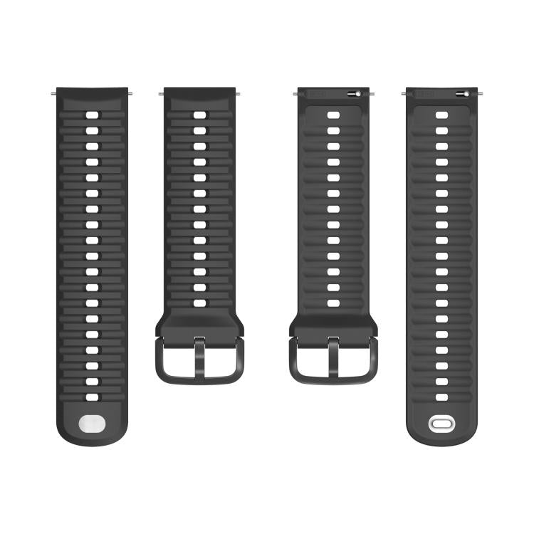Cinturino per orologio in silicone nero a tinta unita con texture ondulata e fibbia ad ardiglione., For COROS APEX 4 46mm, For COROS APEX 4 42mm