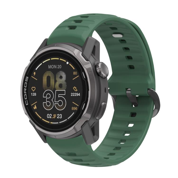 Cinturino per orologio in silicone nero a tinta unita con texture ondulata e fibbia ad ardiglione., For COROS APEX 4 46mm, For COROS APEX 4 42mm