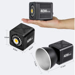 VLOGLITE P40RGB Luce video COB RGB da 40W per fotografia e studio, con 20 modalità effetti., P40RGB