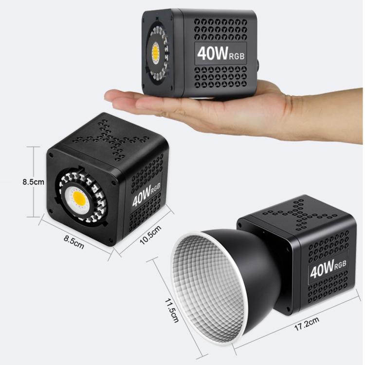 VLOGLITE P40RGB Luce video COB RGB da 40W per fotografia e studio, con 20 modalità effetti., P40RGB
