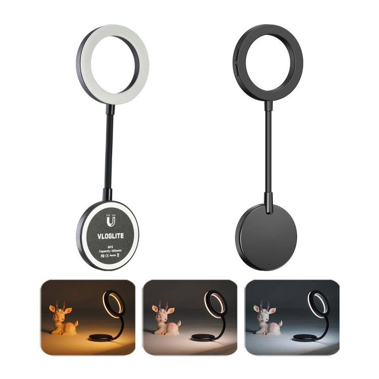 VLOGLITE M15 Mini luce LED portatile per selfie, ideale per leggere, fotografare e girare video con il telefono.