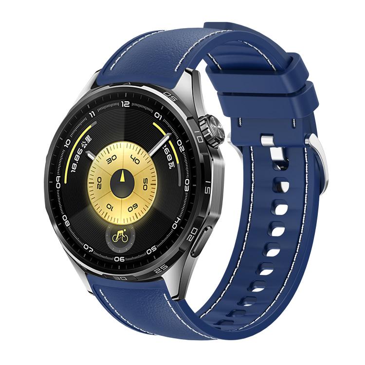 Cinturino per orologio in silicone ibrido con cuciture a vista e similpelle vegana., 20mm, 22mm