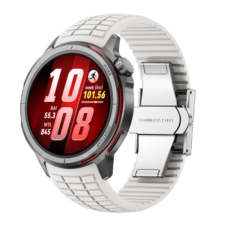 Cinturino per orologio in silicone con fibbia pieghevole e texture zigrinata., For Huawei Watch GT Runner 2