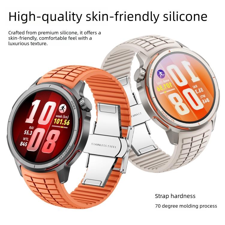Cinturino per orologio in silicone con fibbia pieghevole e texture zigrinata., For Huawei Watch GT Runner 2
