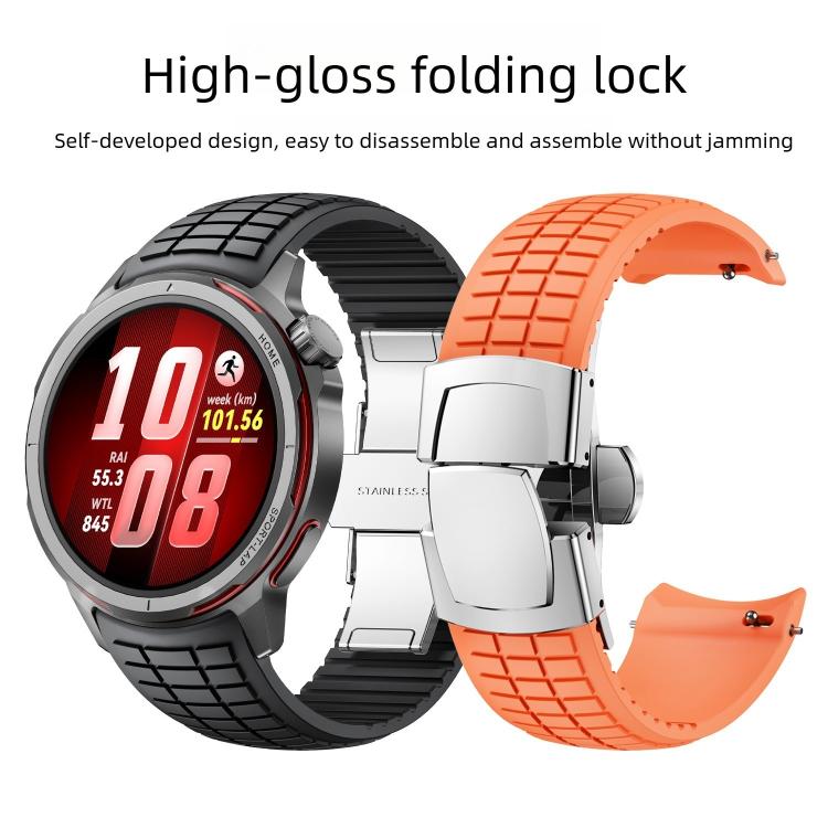 Cinturino per orologio in silicone con fibbia pieghevole e texture zigrinata., For Huawei Watch GT Runner 2