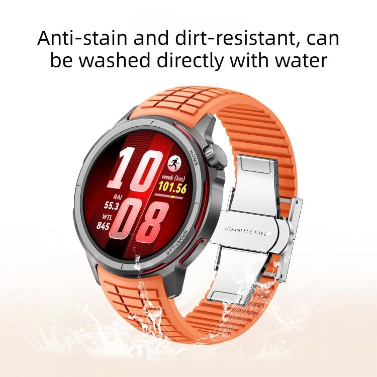 Cinturino per orologio in silicone con fibbia pieghevole e texture zigrinata., For Huawei Watch GT Runner 2