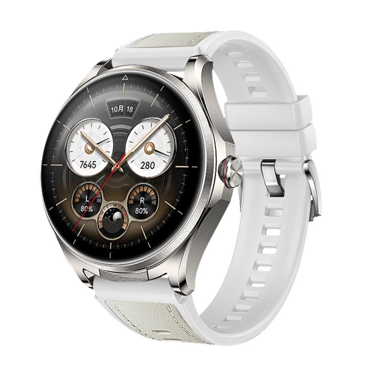 Cinturino per orologio ibrido in silicone e microfibra con cuciture a vista, in similpelle vegana., For Huawei Watch Buds 2