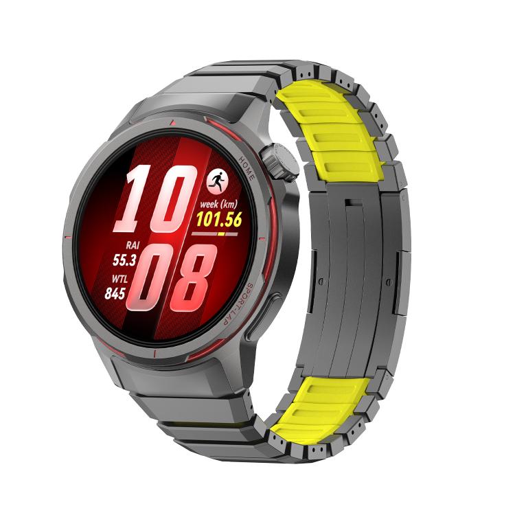 Cinturino per orologio ibrido in titanio e silicone con chiusura pieghevole a pressione, For Huawei Watch GT Runner 2