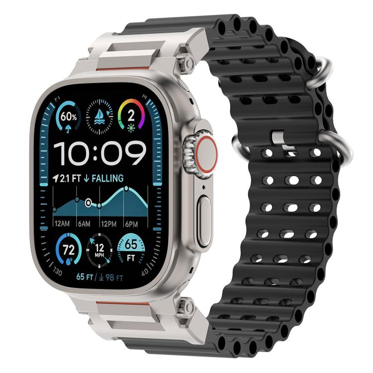 Cinturino in silicone con connettore in metallo Pioneer Ocean Mecha., For Apple Watch 46mm / 49mm / 45mm / 44mm