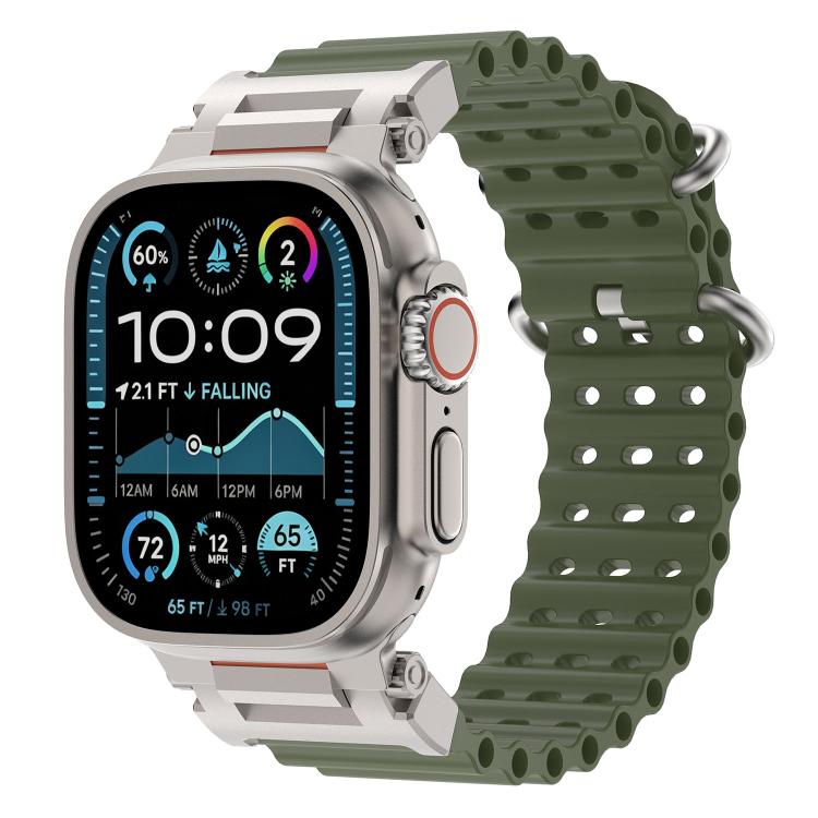 Cinturino in silicone con connettore in metallo Pioneer Ocean Mecha., For Apple Watch 46mm / 49mm / 45mm / 44mm
