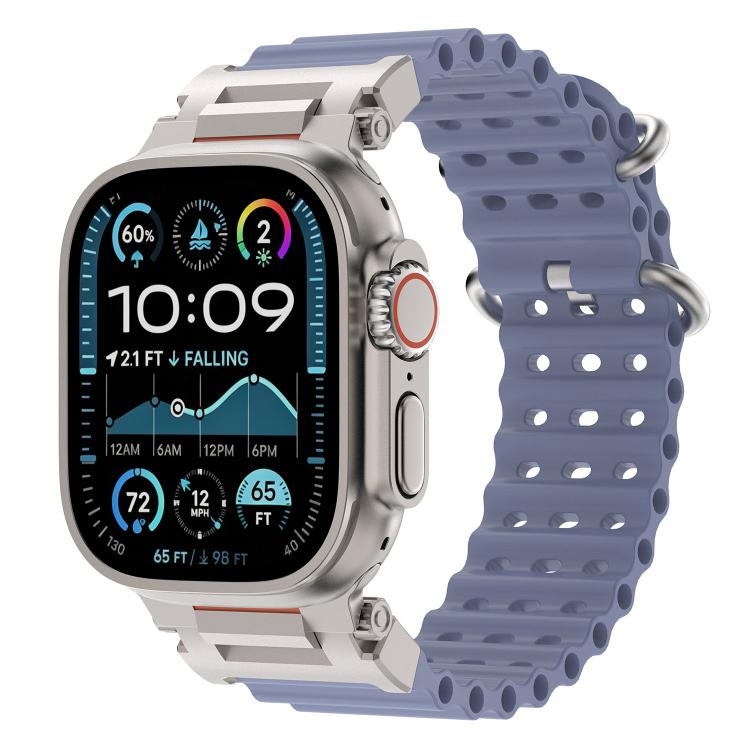 Cinturino in silicone con connettore in metallo Pioneer Ocean Mecha., For Apple Watch 46mm / 49mm / 45mm / 44mm