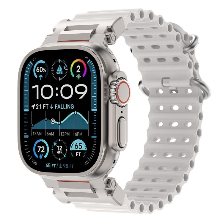 Cinturino in silicone con connettore in metallo Pioneer Ocean Mecha., For Apple Watch 46mm / 49mm / 45mm / 44mm