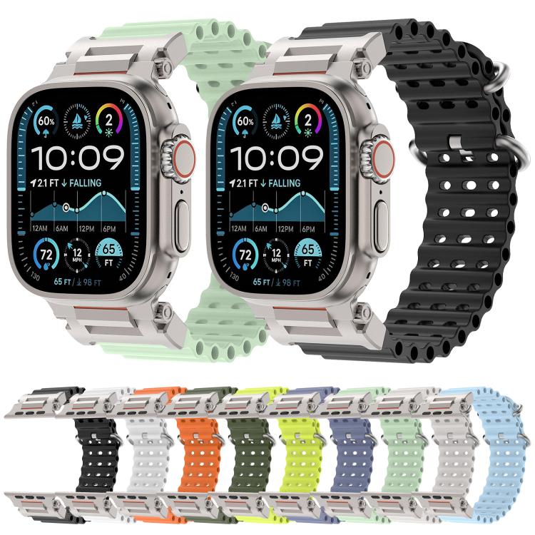 Cinturino in silicone con connettore in metallo Pioneer Ocean Mecha., For Apple Watch 46mm / 49mm / 45mm / 44mm