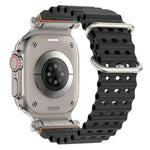 Cinturino per orologio in silicone con connettore in metallo Ocean Mecha., For Apple Watch 46mm / 49mm / 45mm / 44mm