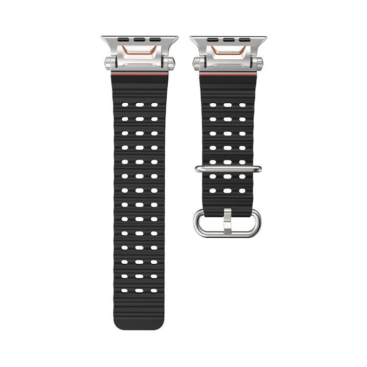 Cinturino per orologio in silicone con connettore in metallo Ocean Mecha., For Apple Watch 46mm / 49mm / 45mm / 44mm