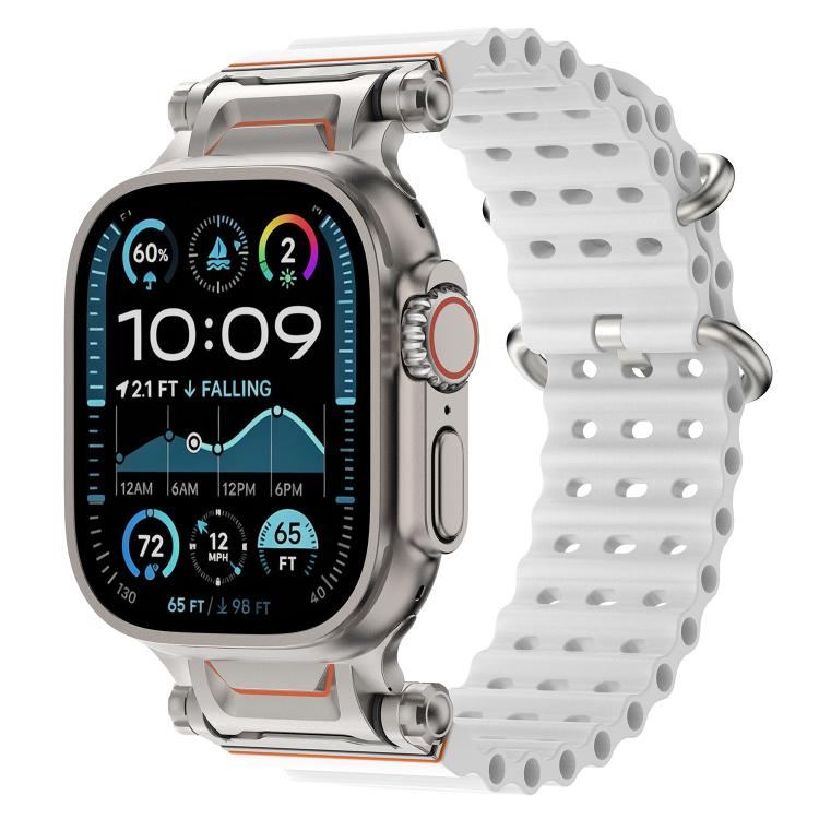 Cinturino per orologio in silicone con connettore in metallo Ocean Mecha., For Apple Watch 46mm / 49mm / 45mm / 44mm