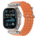 Cinturino per orologio in silicone con connettore in metallo Ocean Mecha., For Apple Watch 46mm / 49mm / 45mm / 44mm