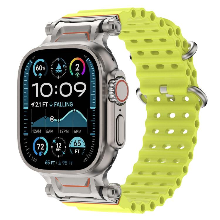 Cinturino per orologio in silicone con connettore in metallo Ocean Mecha., For Apple Watch 46mm / 49mm / 45mm / 44mm