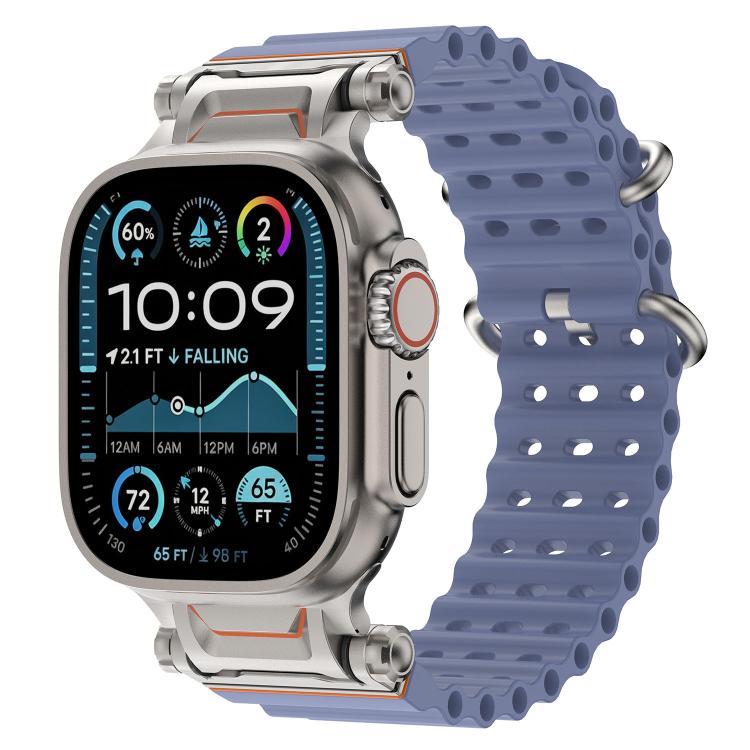 Cinturino per orologio in silicone con connettore in metallo Ocean Mecha., For Apple Watch 46mm / 49mm / 45mm / 44mm