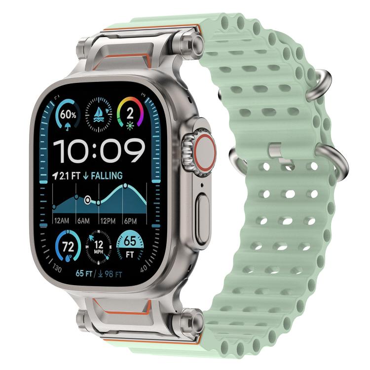 Cinturino per orologio in silicone con connettore in metallo Ocean Mecha., For Apple Watch 46mm / 49mm / 45mm / 44mm