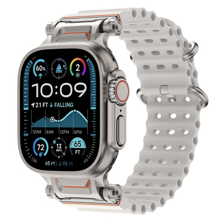 Cinturino per orologio in silicone con connettore in metallo Ocean Mecha., For Apple Watch 46mm / 49mm / 45mm / 44mm