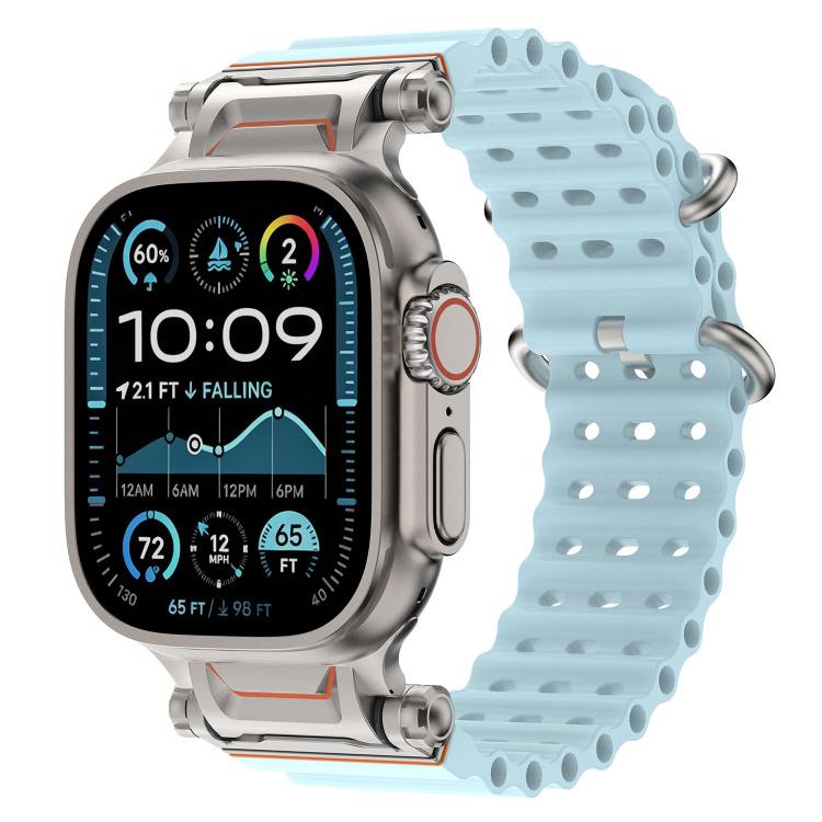 Cinturino per orologio in silicone con connettore in metallo Ocean Mecha., For Apple Watch 46mm / 49mm / 45mm / 44mm