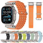 Cinturino per orologio in silicone con connettore in metallo Ocean Mecha., For Apple Watch 46mm / 49mm / 45mm / 44mm