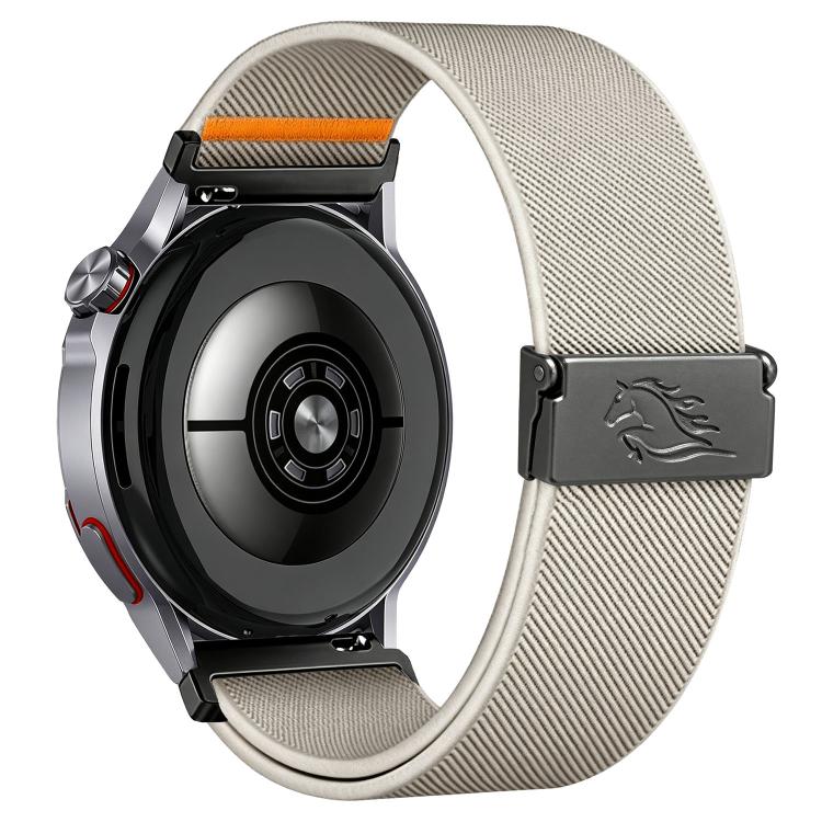 Cinturino per orologio in nylon elasticizzato grigio titanio con fibbia Fly Horse e motivo a mosca., 18mm, 20mm
