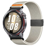Cinturino per orologio in nylon elasticizzato grigio titanio con fibbia Fly Horse e motivo a mosca., 22mm