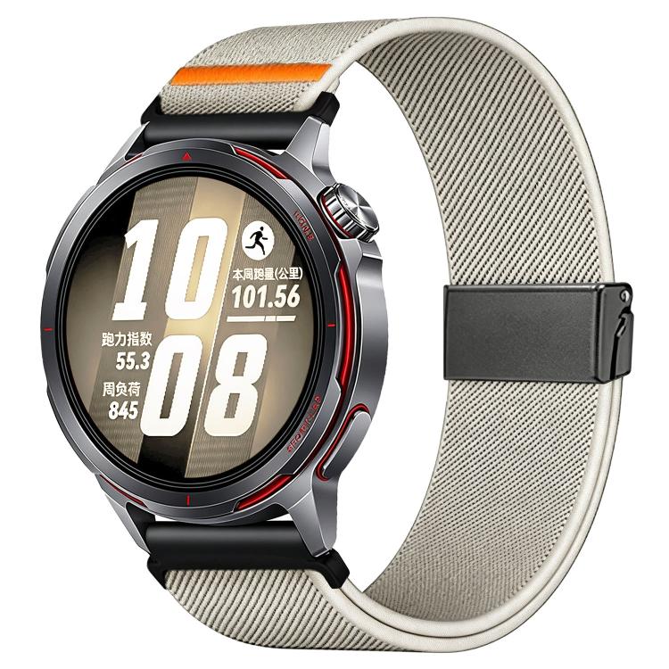Cinturino per orologio in nylon elasticizzato grigio titanio con fibbia Fly Horse e motivo a mosca., 22mm