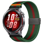 Cinturino per orologio in nylon elasticizzato grigio titanio con fibbia Fly Horse e motivo a mosca., 22mm